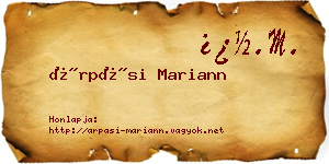Árpási Mariann névjegykártya