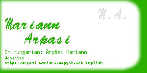 mariann arpasi business card