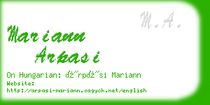 mariann arpasi business card